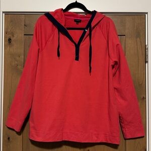 Talbots pink henley hoodie top sweatshirt Womens XL activewear Beach coastal